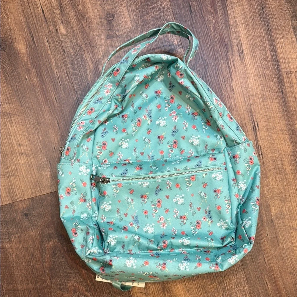 Green and Pink Floral Backpack No Boundaries 16” NWT